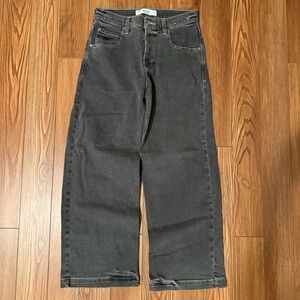 High-Rise Wide Leg Black Jeans Hollister